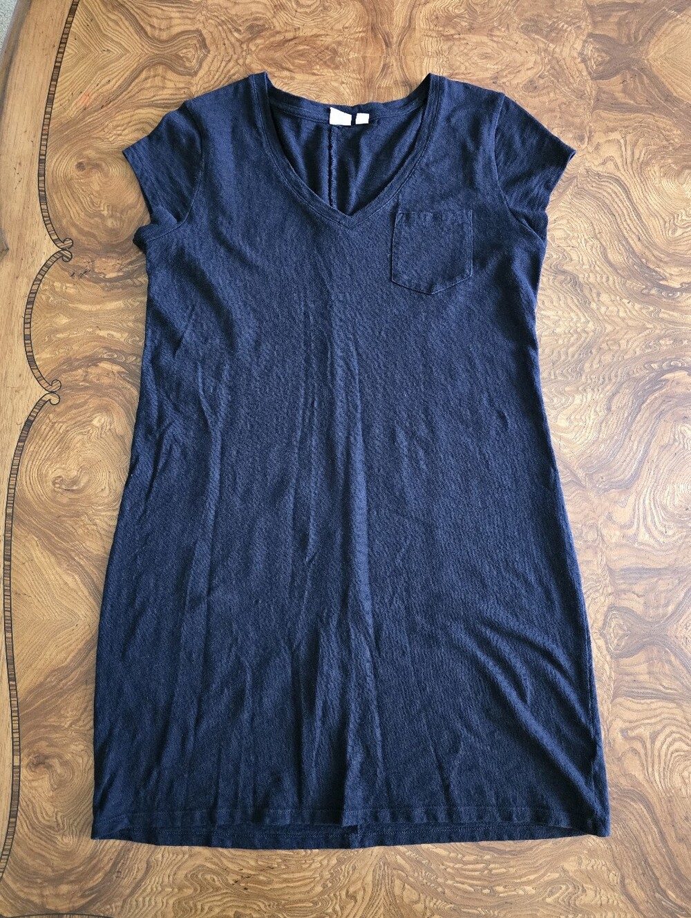 Gap Black V-Neck Pocket T-Shirt Dress Womens Size M 100% Cotton